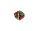 Nepalese Brass w/ Coral & Turquoise Mosaic Bicone Bead 6-7x7mm