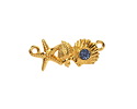 24K Gold (plated) Navy Blue Glitter Enamel Sea Elements Focal Link 26x11mm