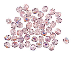 Czech Glass Light Amethyst AB Fire Polished Round 4mm