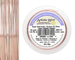 Artistic Wire Silver Plated Rose Gold 24 gauge, 15 yards