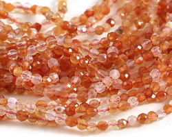 Burnt Orange Agate Faceted Round 2mm