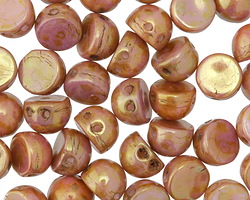 CzechMates Glass Luster Opaque Rose/Gold Topaz 2-Hole Cabochon 7mm