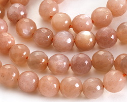 Peach Moonstone Faceted Round 8mm Beads