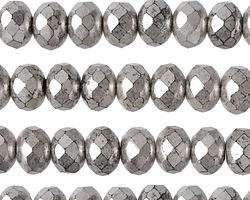 Czech Glass Antique Silver Fire Polished Rondelle 6x8mm