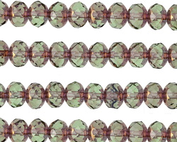 Czech Glass Bronzed Prairie Green Fire Polished Rondelle 5x7mm