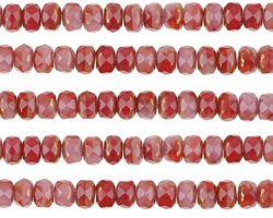Czech Glass Bronzed Rose Garden Fire Polished Rondelle 3x5mm