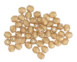 Czech Glass Sueded Gold Smoky Topaz Fire Polished Round 4mm