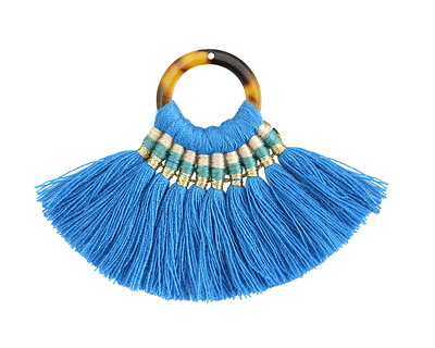 Ocean Sands Fanned Tassel on Tortoise Shell Acetate Ring 70x45mm