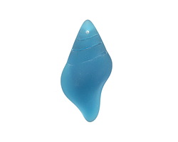 Peacock Blue Beach-Style Glass Conch Shell Pendant 20x39mm