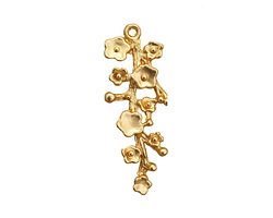 Matte Gold Finish Cherry Blossom Branch Pendant 14x41.5mm