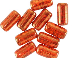 Czech Glass Hyacinth w/ Gold Large Hole Tube 14x7mm