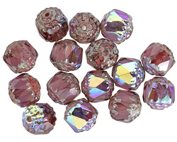 Czech Glass Amethyst Picasso AB Lantern 8mm