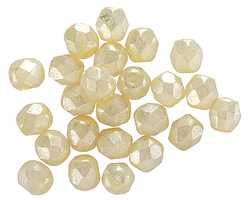 Czech Glass Yellow Ivory w/ Mercury Finish Fire Polished Round 6mm