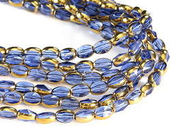 Sapphire Crystal w/ Gold Faceted Oval 9x6mm
