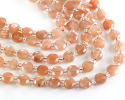 Peach Moonstone Microfaceted Star Coin 6mm