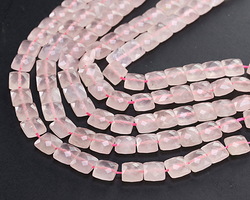 Madagascar Rose Quartz (A) Microfaceted Square 8mm
