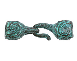 Mykonos Copper (plated) Patina Glue In Boxy Swirl Hook and Eye Clasp Set, 24x11mm Hook, 20x11mm Eye