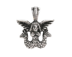 Mykonos Antique Silver (plated) Mermaid Goddess 26x29mm