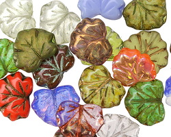 Czech Glass Autumn Mix Maple Leaf 11x13mm