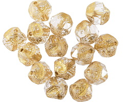 Czech Glass Textured Crystal w/ Gold Lining Chandelier Cut 8mm