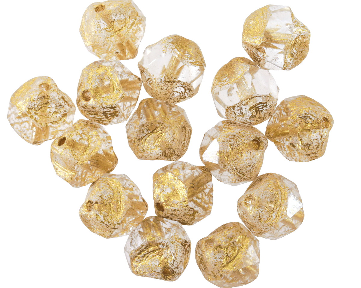 Czech Glass Textured Crystal w/ Gold Lining Chandelier Cut 8mm