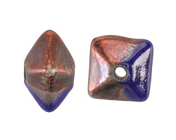 Mykonos Ceramic Raku Metallic Midnight Octahedron Bead 13x15mm