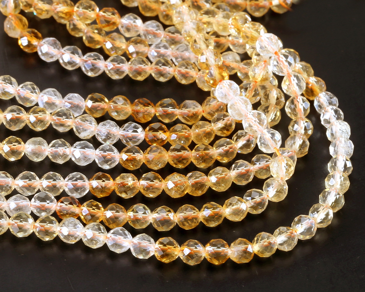 Citrine (AA) Ombré Microfaceted Round 4mm