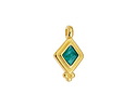 24K Gold (plated) Emerald Pearl Enamel Beaded Diamond Focal 10x17mm