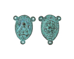 Mykonos Antique Copper (plated) Patina "Terra Santa" Rosary Focal Link 13x17mm