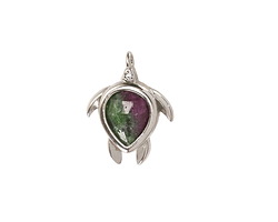 Ruby Zoisite w/ Silver Finish Sea Turtle Focal 15x19mm