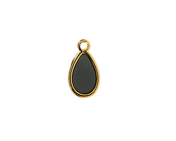 24K Gold (Plated) Transparent Jet Resin Drop Focal 8x15mm