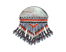 Ember Black Lip Shell Woven Fringe Focal 34x45mm