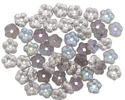 Czech Glass Matte Etched Smoke AB w/ Silver Bali Style Daisy Spacer 2x5mm
