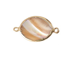 Natural Mother of Pearl Oval Focal Link w/ Gold Finish 27-28x15-16mm