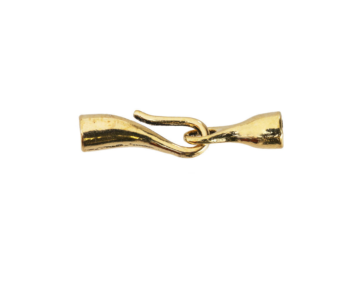 10 Big Fancy Swirl Hook & Eye Clasps Findings For Jewelry Plated Over Brass Metal (Gold