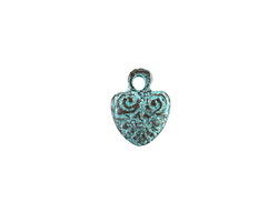 Mykonos Copper (plated) Patina Ornate Heart Charm 13x10mm