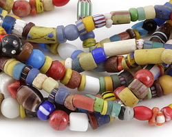 African Glass Mixed Graduated Ghana Beads 3-21x4-10mm