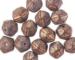 Czech Glass Textured Charcoal w/ Copper Wash English Cut Bead 8x10mm