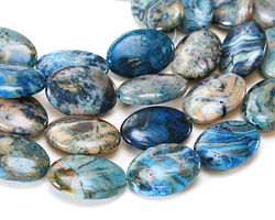 Larimar Blue Crazy Lace Flat Oval 25x18mm