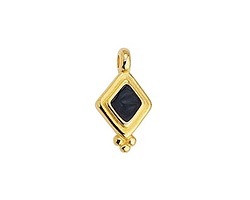 24K Gold (plated) Jet Pearl Enamel Beaded Diamond Focal 10x17mm