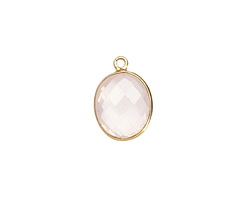 Rose Quartz Faceted Oval Pendant in Gold Vermeil 11x15-16mm