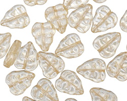 Czech Glass Luster Transparent Champagne Leaves 11x9mm