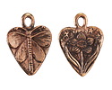 Green Girl Bronze DragonMoth Flower Heart Pendant 31x43mm