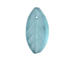 Turquoise Java Recycled Glass Leaf Focal 30-38x15-18mm