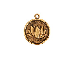 Nunn Design Antique Gold (plated) Round Lotus Charm 20x25mm