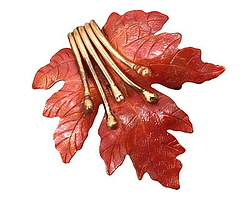 Patricia Healey Copper Embellished Maple Leaf Pendant 51x52mm