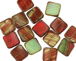 Czech Glass Christmas Present Square 9mm