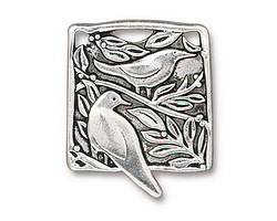 TierraCast Antique Silver (plated) Botanical Bird Pendant 23x29mm