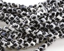 Tibetan (Dzi) Agate Black & White Patterned Round 6mm