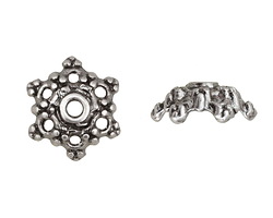 Antique Silver (plated) Bali Style Bead Cap 5x14mm